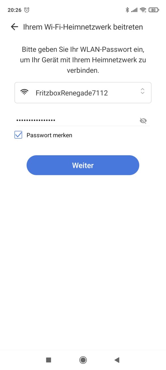 WLAN Passwort bestätigen