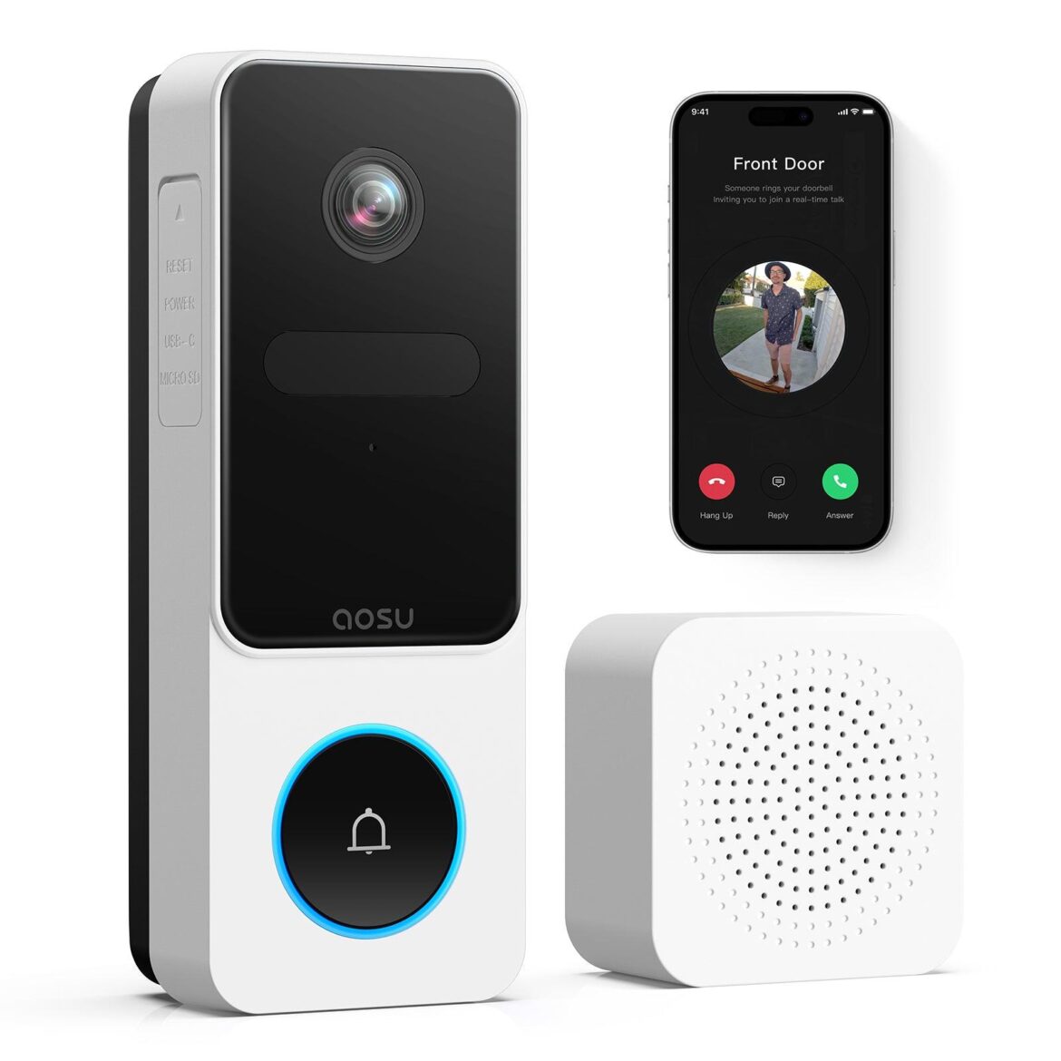 aosu Video Doorbell SE – akkubetriebene Video-Türklingel mit 170°-Weitwinkel und 9:16-Hochformat