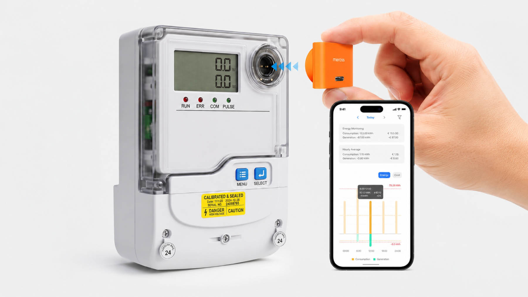 Meross EM01P WLAN-Infrarot-Lesekopf für digitale Stromzähler