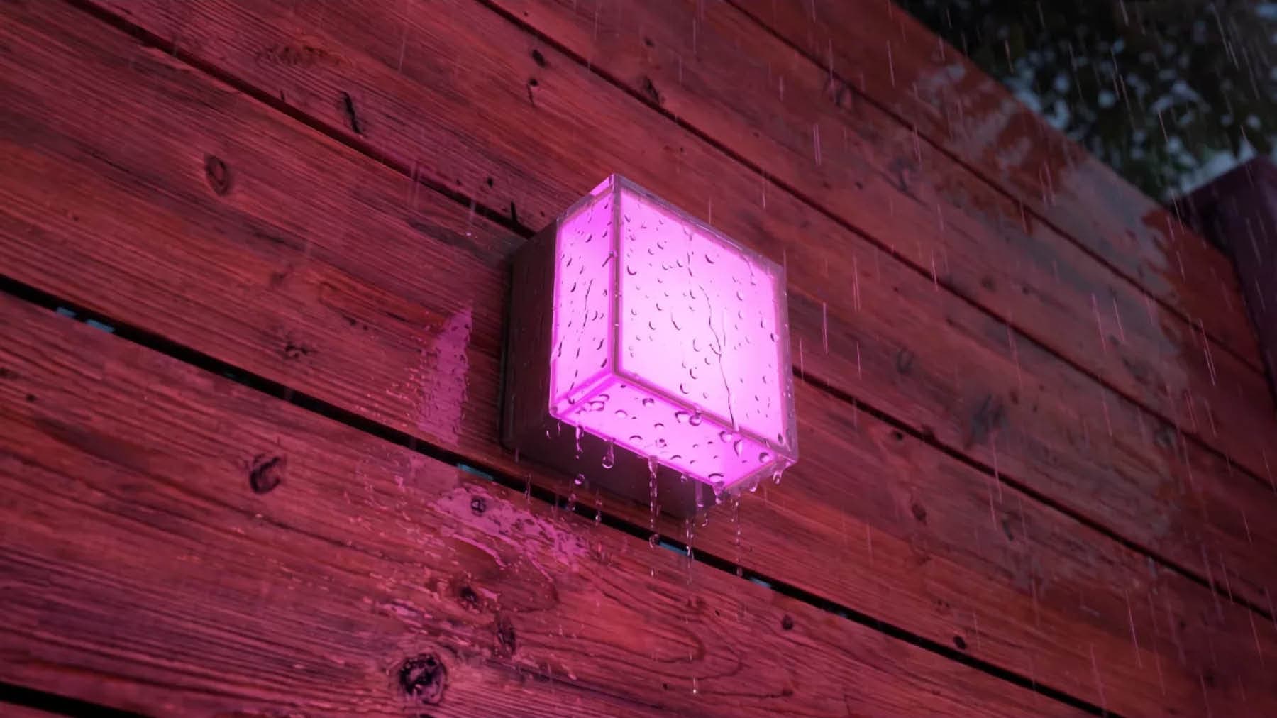 Philips Hue Scenova Outdoor-LED-Wandleuchte an der Hauswand
